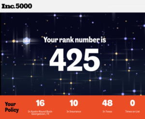 YourPolicy Ranks No. 425 on the 2025 Inc. 5000 List of America’s Fastest-Growing Private Companies