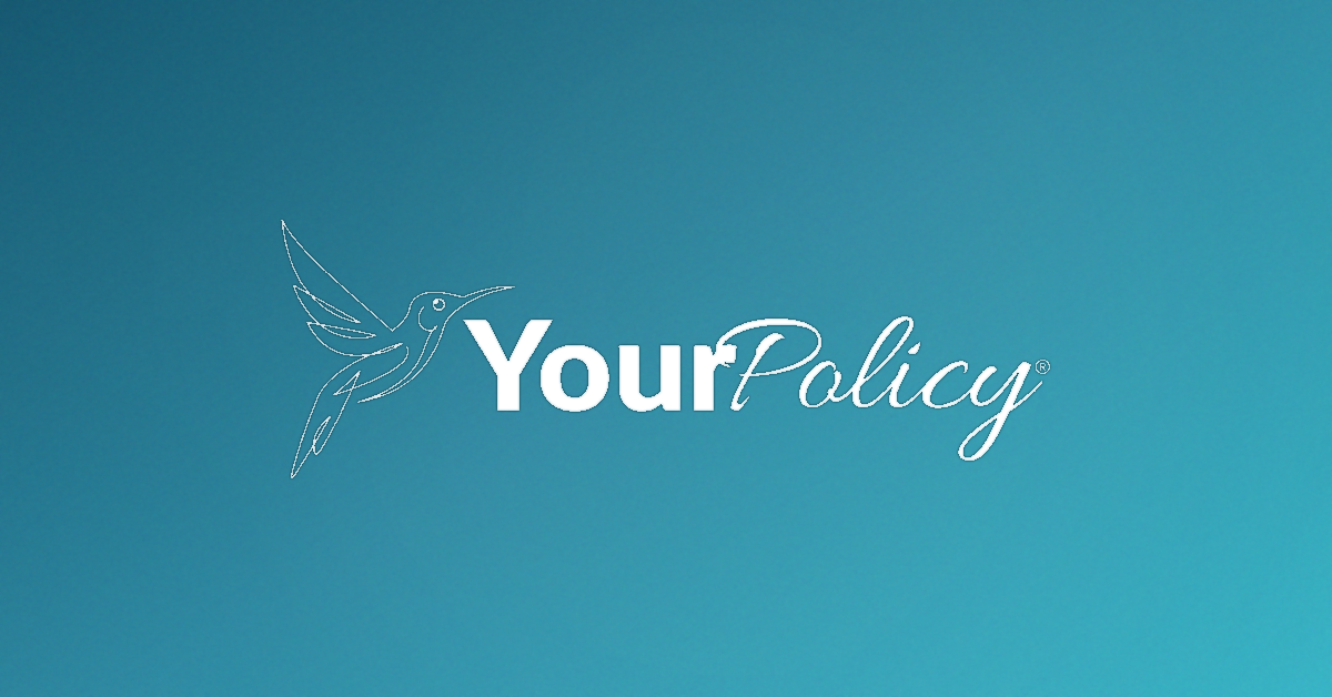 YourPolicy logo with a white hummingbird outline on a teal gradient background.